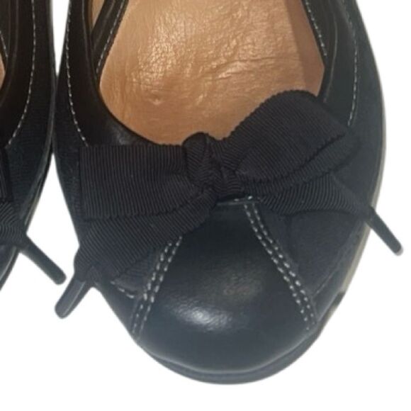Coach Sarah Black Leather C Logo Ribbon Bow Accent Slip On Flats Size 7.5 - Picture 5 of 10